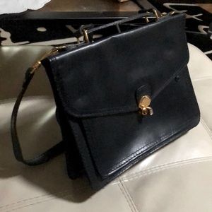 Navyblue Leather crossbody with handle